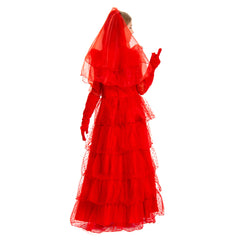 Enfant Beetlejuice Beetle Juice Lydia Mariée Rouge Robe Cosplay Costume