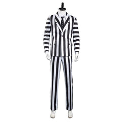 Beetlejuice Adam Rayures Noires et Blanches Halloween Carnaval Cosplay Costume