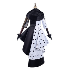 Cruella Cruella de Vil Robe Blanche et Noire Cosplay Costume