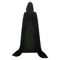 Femme Sorcière Cape à Capuche en Velours Noire/Verte Cosplay Costume