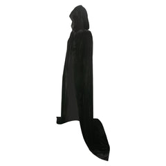 Femme Sorcière Cape à Capuche en Velours Noire/Verte Cosplay Costume