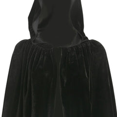 Femme Sorcière Cape à Capuche en Velours Noire/Verte Cosplay Costume