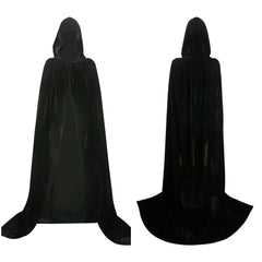 Femme Sorcière Cape à Capuche en Velours Noire/Verte Cosplay Costume