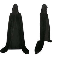 Femme Sorcière Cape à Capuche en Velours Noire/Verte Cosplay Costume