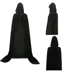 Femme Sorcière Cape à Capuche en Velours Noire/Verte Cosplay Costume