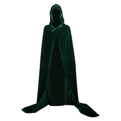 Femme Sorcière Cape à Capuche en Velours Noire/Verte Cosplay Costume