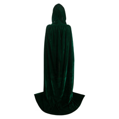 Femme Sorcière Cape à Capuche en Velours Noire/Verte Cosplay Costume