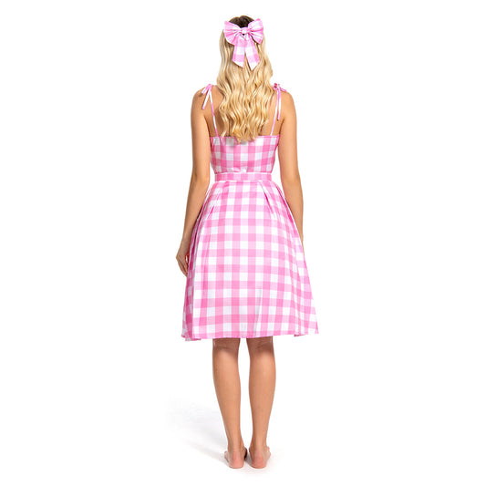2023 Barbie Femme Margot Robbie Barbie Jupe Longue Rose Cosplay Costume