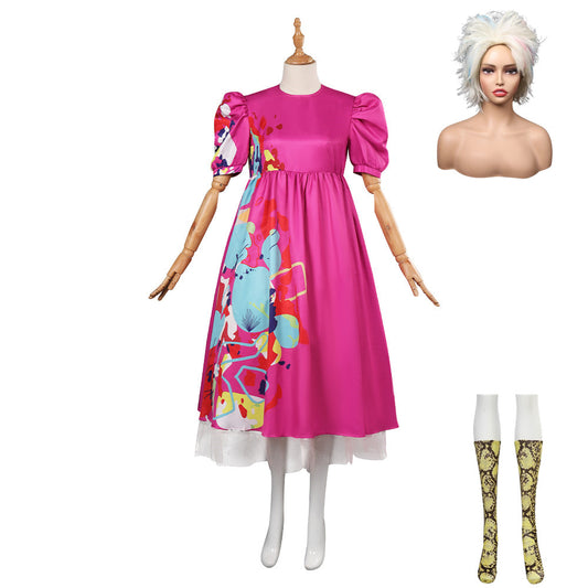 2023 Film Barbie Kate McKinnon Barbie Bizarre Robe Perruque Tenue Cosplay Costume
