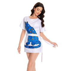 ABBA Femme 1970s Disco Robe+Ceinture Costume Rétro d'Halloween