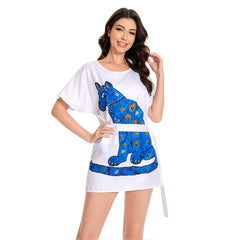 ABBA Femme 1970s Disco Robe+Ceinture Costume Rétro d'Halloween