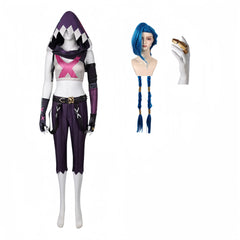 Arcane: League of Legends Saison 2(2024) Jinx Tenue avec Chapeau Cosplay Costume