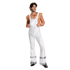 ABBA 1970s Homme Bjorn Ulvaeus Chemise+Salopette Costume Vintage