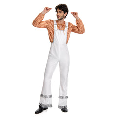 ABBA 1970s Homme Bjorn Ulvaeus Chemise+Salopette Costume Vintage