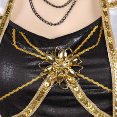 Femme Golden Tenue Noire et Blanche Cosplay Costume