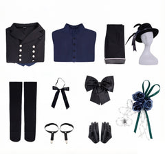 Cosplay Costume Ciel Phantomhive Black Butler Anime Cosplay Tenue Noire et Bleue Femme