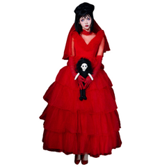 Adulte Beetlejuice Beetle Juice Lydia Mariée Rouge Robe Cosplay Costume Ver.A
