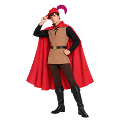 Cosplay Costume Prince Phillip La Belle au Bois Dormant(1959) Film Cosplay Tenue Rouge Homme