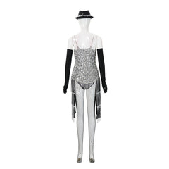 Cosplay Costume Satine Moulin Rouge Comédie Musicale Cosplay Robe Argentée et Noire Femme