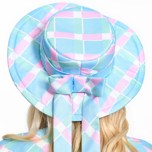 2023 Film Barbie Chapeau Plage Bleu Femme avec Boucle d'oreille Cosplay Accessoire
