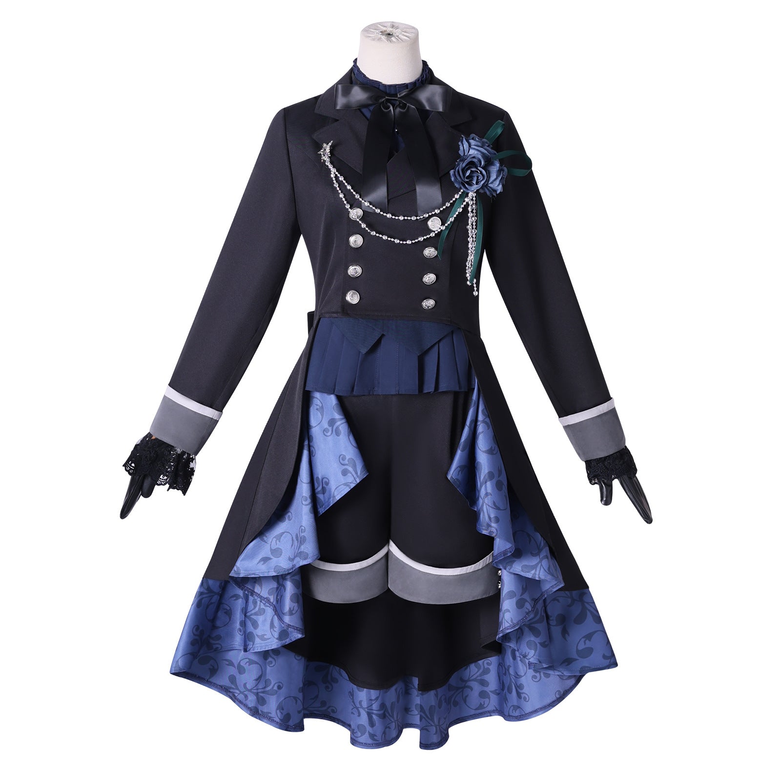 Cosplay Costume Ciel Phantomhive Black Butler Anime Cosplay Tenue Noire et Bleue Femme