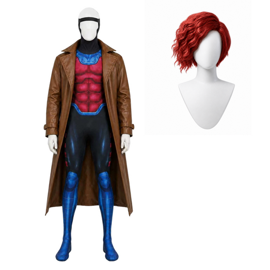 Cosplay Costume Gambit X-Men '97 Saison 2(2026) TV Cosplay Combinaison Brune Homme Perrruque