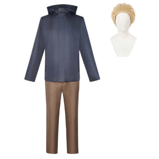 Cosplay Costume Hakari Kinji Anime Cosplay Tenue Bleue et Marron Homme Perruque
