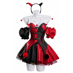 Cosplay Costume Harley Quinn Clown Cosplay Robe Noire et Rouge Femme