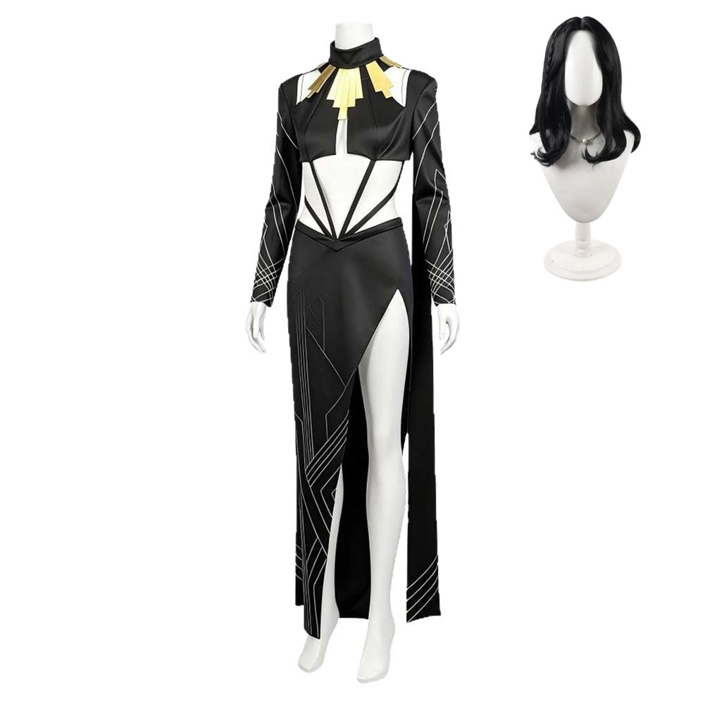 Cosplay Costume Lune Clair Obscur: Expedition 33 Jeu Cosplay Robe Noire Femme Perruque