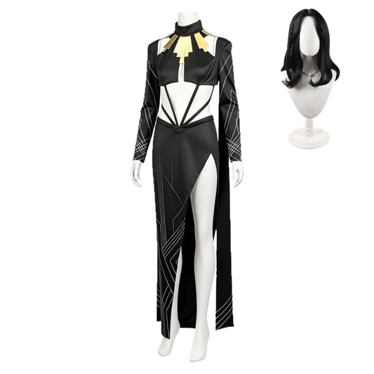 Cosplay Costume Lune Clair Obscur: Expedition 33 Jeu Cosplay Robe Noire Femme Perruque