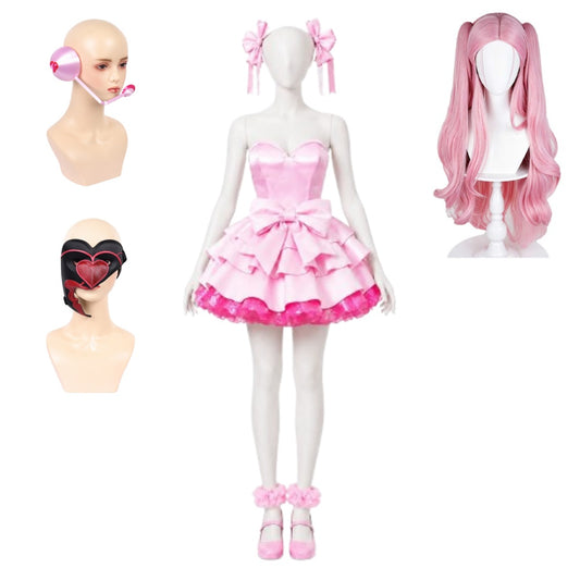 Cosplay Costume Mizi Zombie Stage AU Alien Stage(2026) TV Cosplay Robe Rose Femme Perruque Accessoire Masque