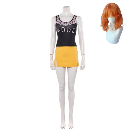 Cosplay Costume Nami One Piece Live Action 2(2026) TV Cosplay Tenue Jaune et Noire Femme Perruque