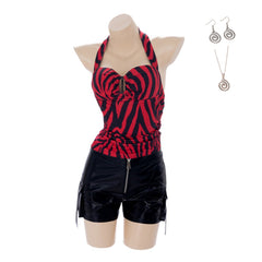 Cosplay Costume Nikki Obsession Film Cosplay Tenue Rouge et Noire Femme Ver.2 Boucles d'Oreilles
