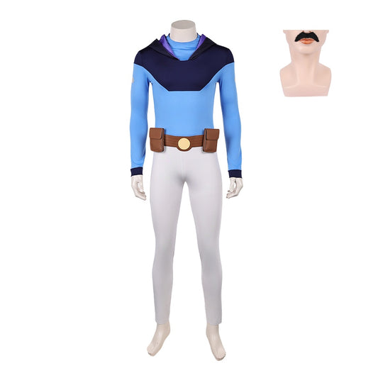 Cosplay Costume Omni-Man Invincible 4(2026) TV Cosplay Tenue Bleue et Blanche Homme Barbe