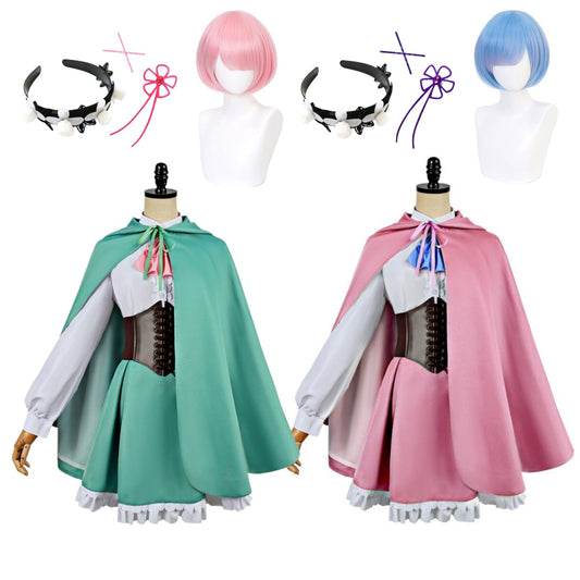 Cosplay Costume Rem et Ram Re Zero Saison 4 The Stars that Inscry the Present(2026) Anime Cosplay Tenue Rose et Bleue Femme