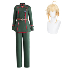 Cosplay Costume Tanya Von Degurechaff Saga of Tanya The Evil 2(2026) Anime Cosplay Tenue Verte Femme Perruque