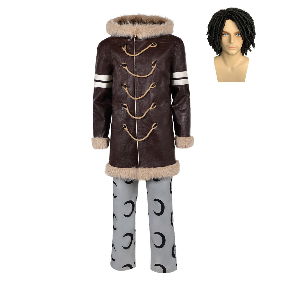 Cosplay Costume Usopp One Piece Live Action 2(2026) TV Cosplay Tenue Brune et Grise Homme Perruque