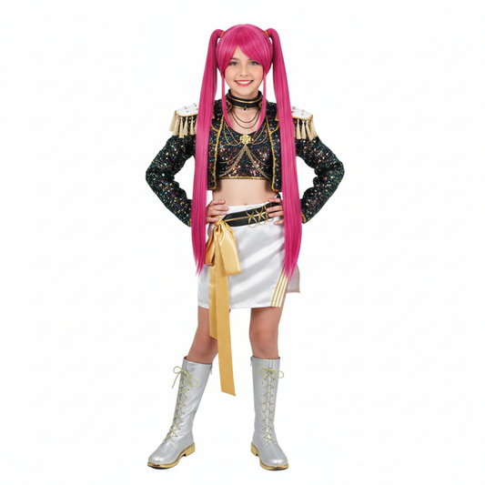 Enfant KPop Demon Hunters(2025) Huntrix Mira Golden Tenue Noire Cosplay Costume