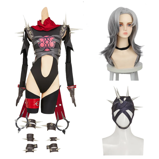 Invisible Woman Tenue Malice Noir Cosplay Costume Perruque Masque