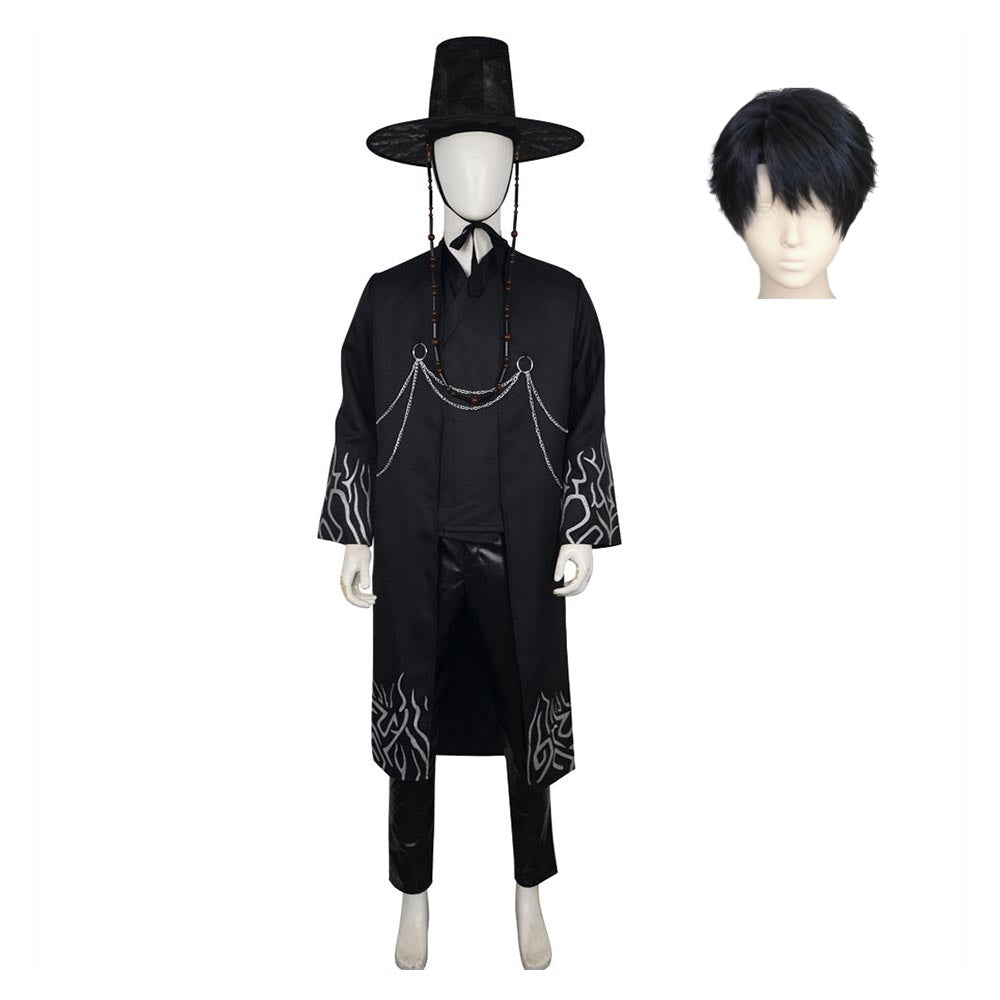 KPop Demon Hunters(2025) Saja Boys Jinu Tenue Noire Cosplay Costume Perruque