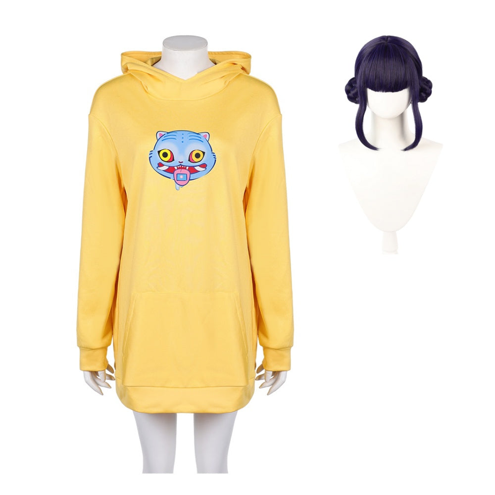KPop Demon Hunters(2025) Zoey Sweat-shirt à Capuche Jaune Cosplay Costume Perruque