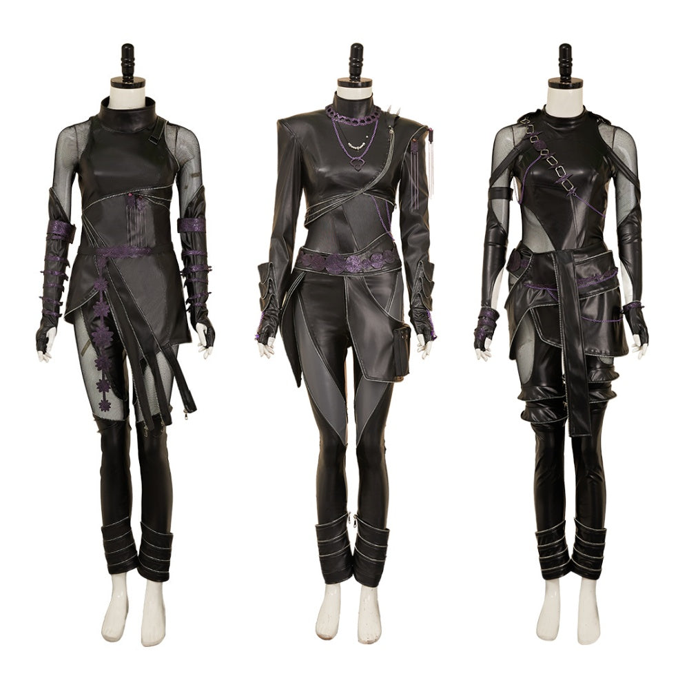 Kpop Demon Hunters(2025) Huntrix Rumi Mira Zoey Tenue Noire en Cuir Cosplay Costume