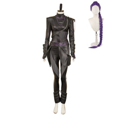 Kpop Demon Hunters(2025) Rumi Tenue Noire en Cuir Cosplay Costume Perruque