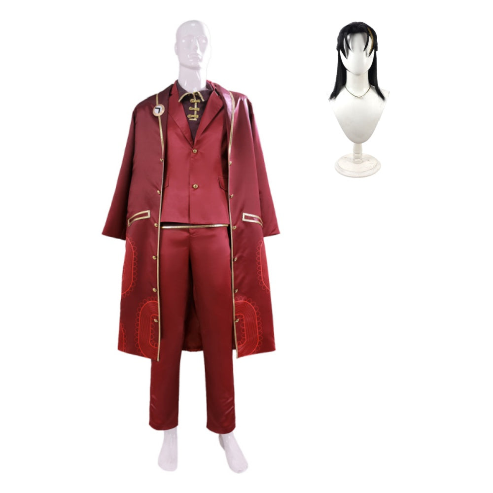 Limbus Company Lei Heng Tenue Rouge Cosplay Costume Perruque