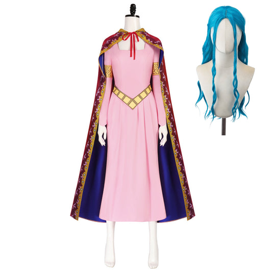 One Piece Nefertari D. Vivi Robe Rose avec Cape Cosplay Costume