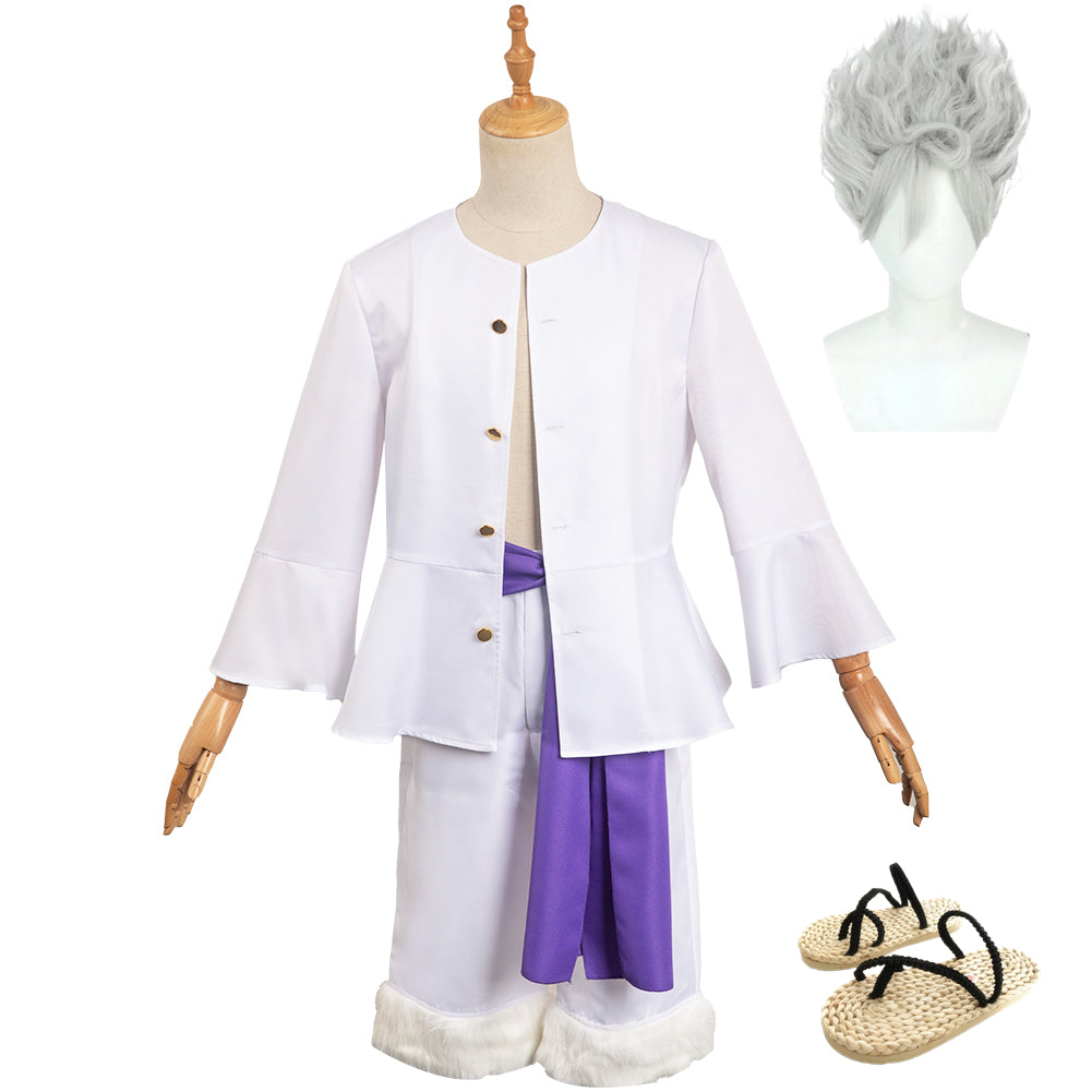 One Piece Nika Luffy Tenue Blanche Cosplay Costume