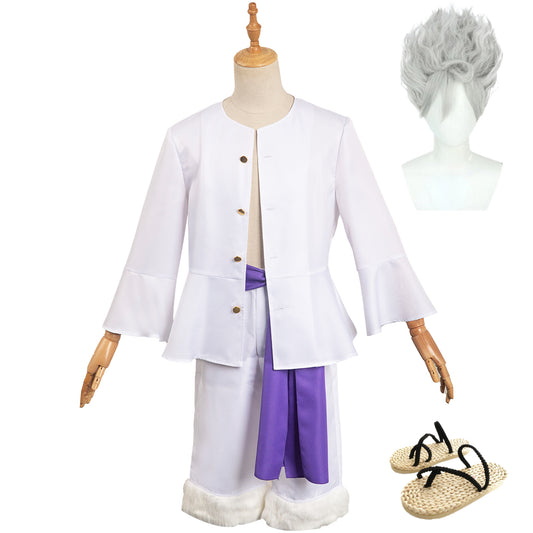 One Piece Nika Luffy Tenue Blanche Cosplay Costume