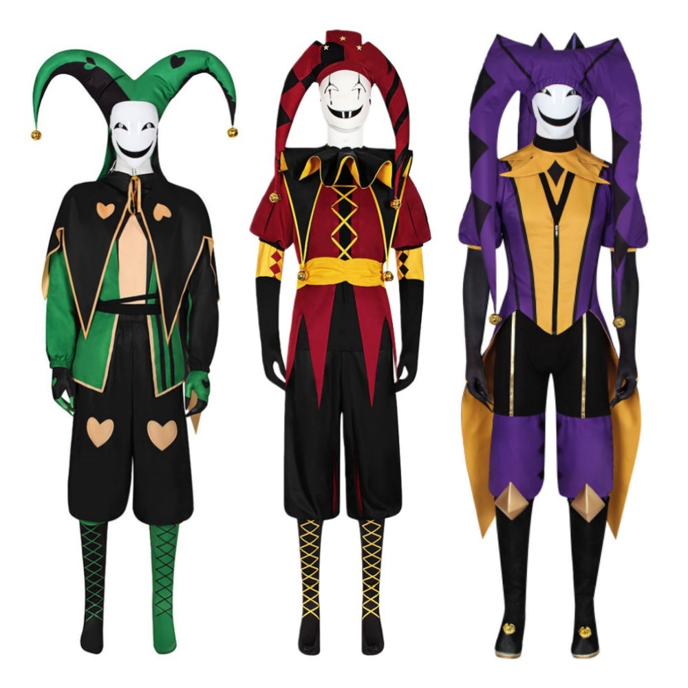 The Freak Circus Harlequin Tenue Verte/Pierrot Tenue Rouge/Jester Tenue Violette Cosplay Costume