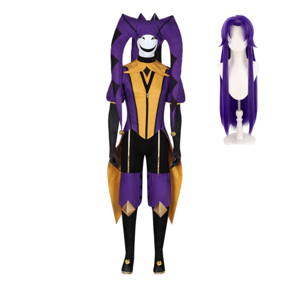 The Freak Circus Jester Tenue Violette Cosplay Costume Perruque