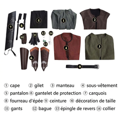 The Lord of The Rings Aragorn Tenue Verte de Luxe Cosplay Costume